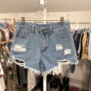 Shein High Waisted Destroyed Cutoff Denim Jean Shorts